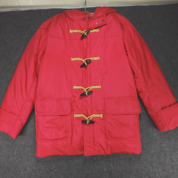 Ralph Lauren Sport Goose Down Red Hooded Toggle Puffer Jacket Winter Coat Small - Picture 1 of 7